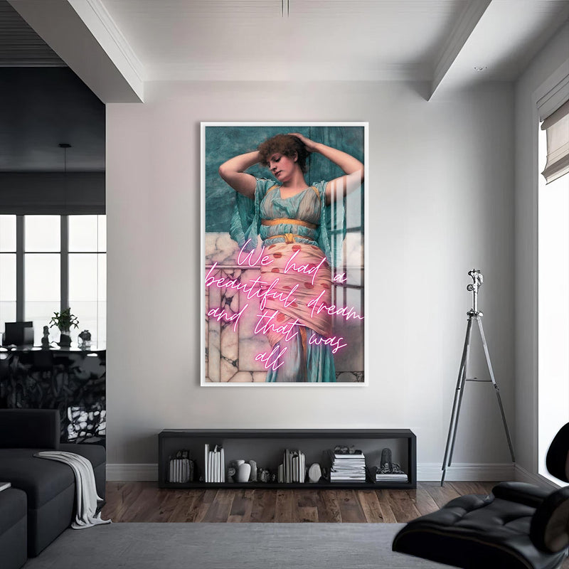 We Had a Beautiful Dream Cam tablo – Beyaz Çerçeveli Cam Tablo
