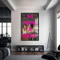 The Future Is Female Cam tablo – Siyah Çerçeveli Cam Tablo
