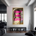 I Don’t Care, I Love It Cam tablo – Altın Çerçeveli Cam Tablo