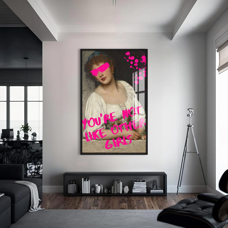 You’re Not Like Other Girls Cam tablo – Siyah Çerçeveli Cam Tablo