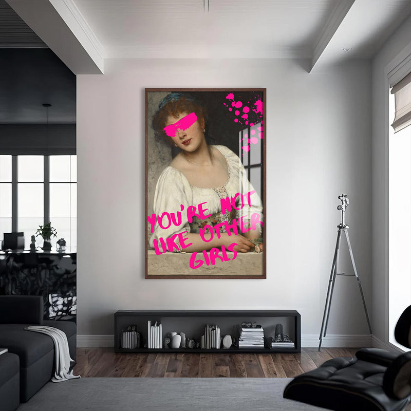 You’re Not Like Other Girls Cam tablo – Ceviz Çerçeveli Cam Tablo