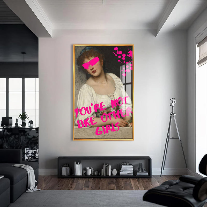 You’re Not Like Other Girls Cam tablo – Altın Çerçeveli Cam Tablo
