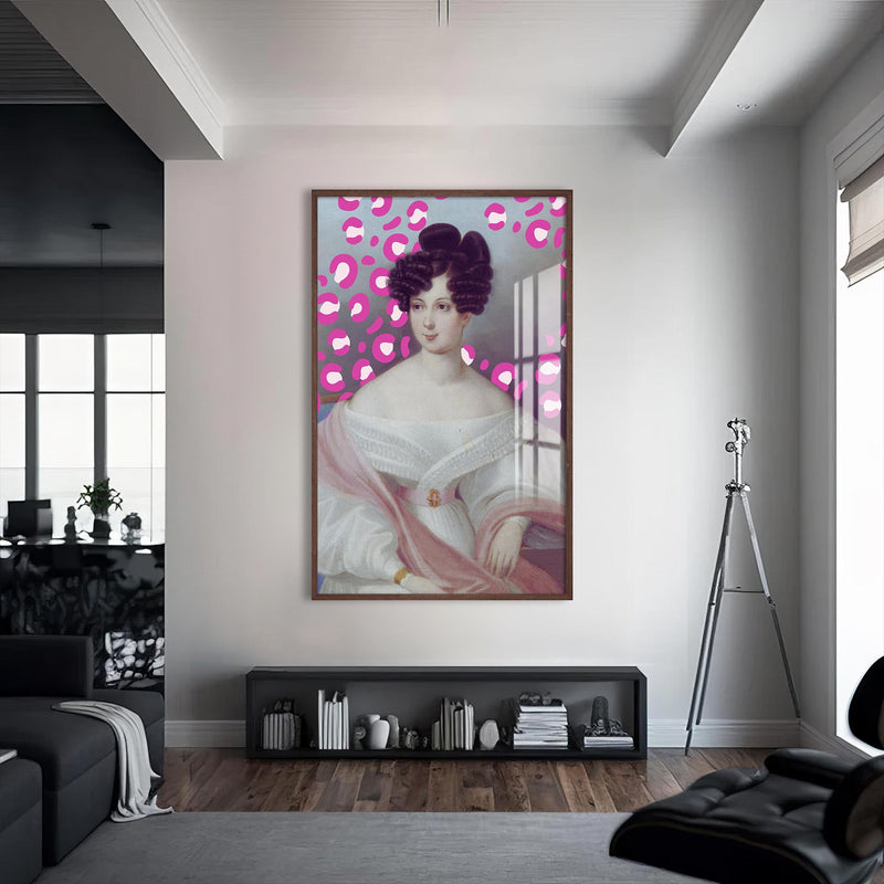 Pink Duchess Cam tablo – Ceviz Çerçeveli Cam Tablo