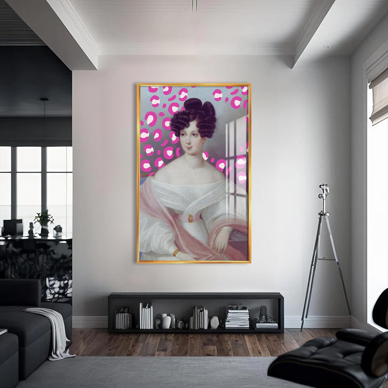 Pink Duchess Cam tablo – Altın Çerçeveli Cam Tablo