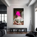 Pink Splash Lady Cam tablo – Beyaz Çerçeveli Cam Tablo