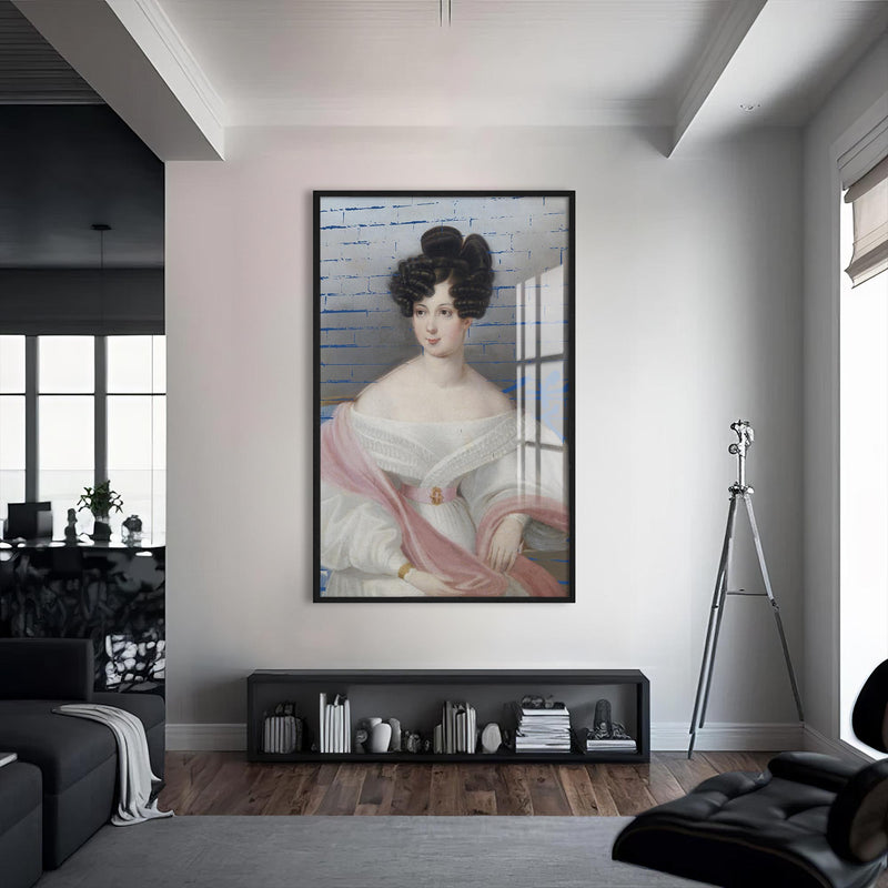 Vintage Serenity Cam tablo – Siyah Çerçeveli Cam Tablo