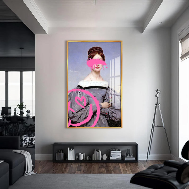 Love Vandal Cam tablo – Altın Çerçeveli Cam Tablo