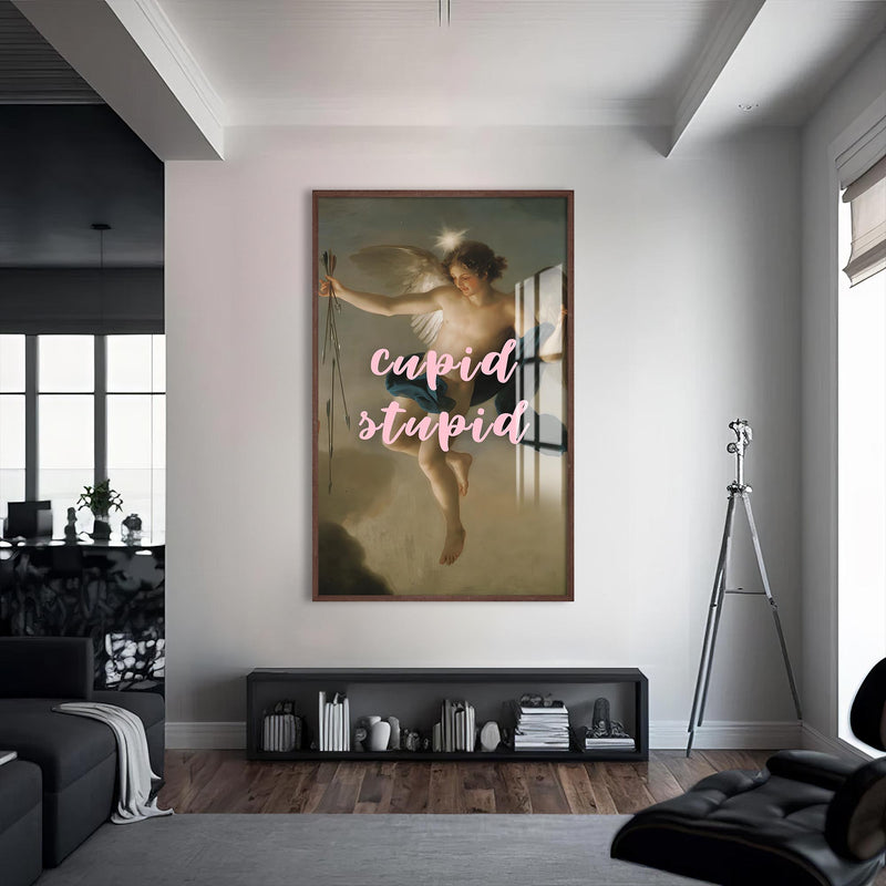 Cupid Stupid Cam tablo – Ceviz Çerçeveli Cam Tablo