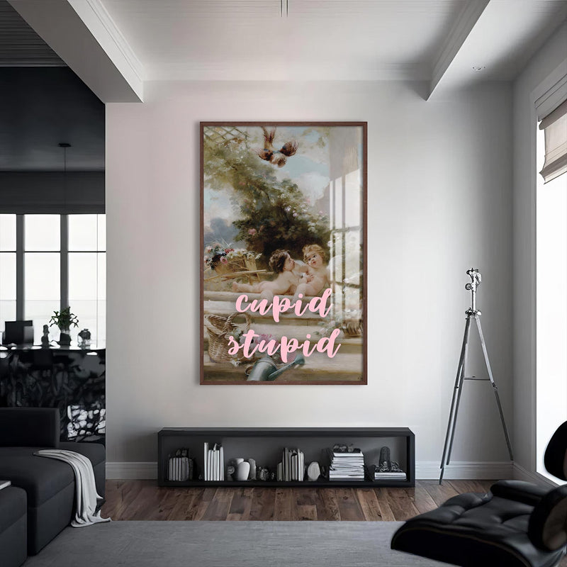 Cupid Stupid Cam tablo – Ceviz Çerçeveli Cam Tablo