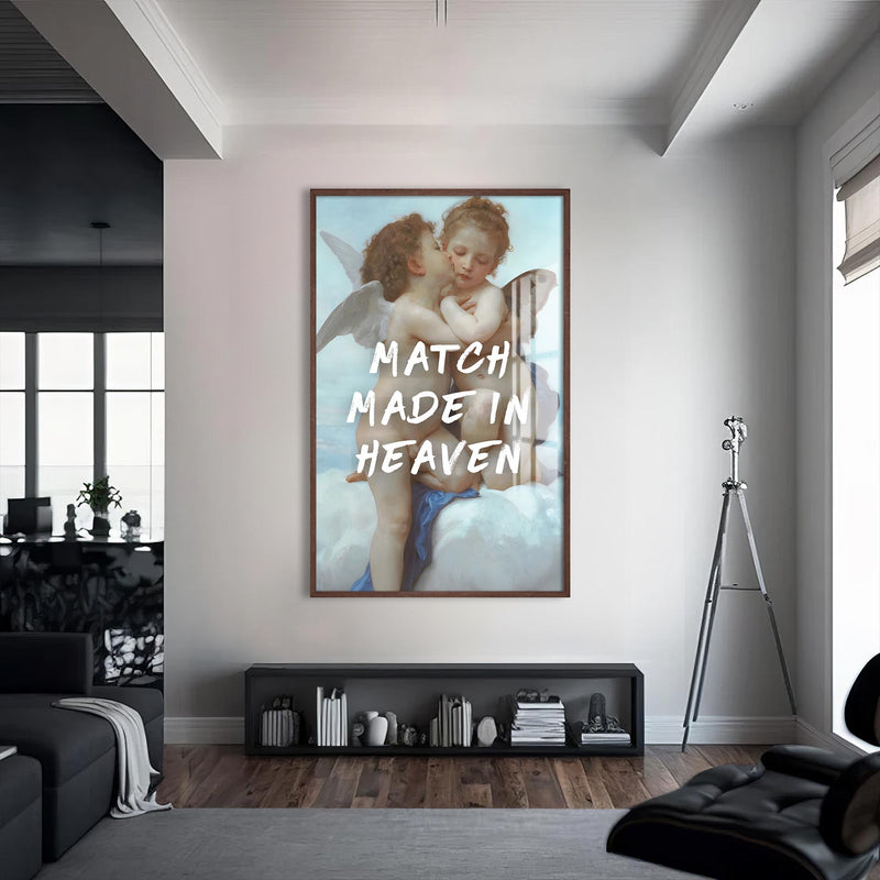 Heaven Match Cam Tablo – Ceviz Çerçeveli Cam Tablo