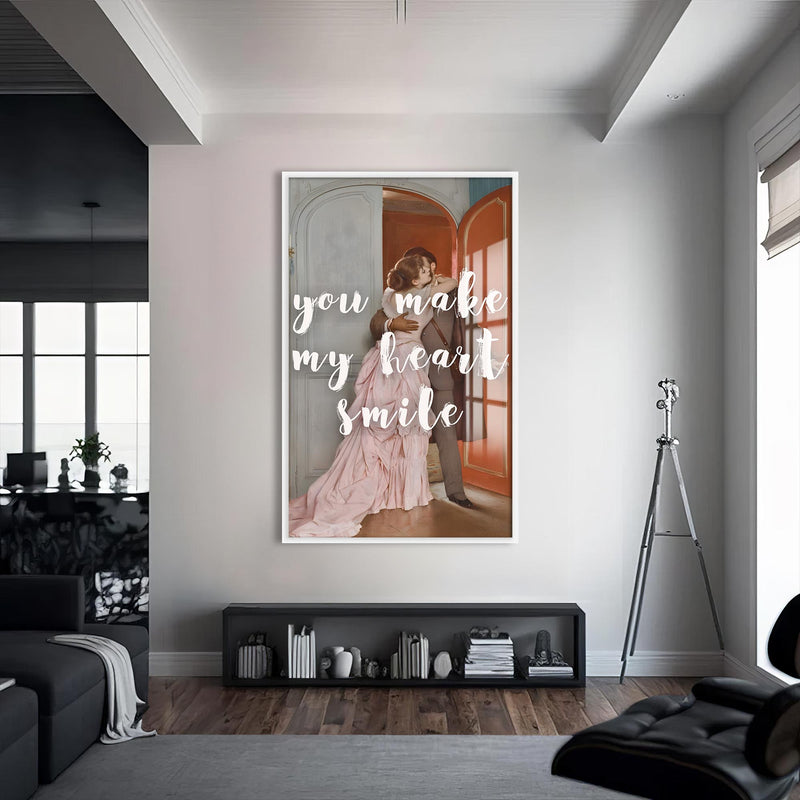 You Make My Heart Smile Cam tablo – Beyaz Çerçeveli Cam Tablo
