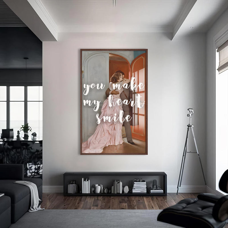 You Make My Heart Smile Cam tablo – Ceviz Çerçeveli Cam Tablo