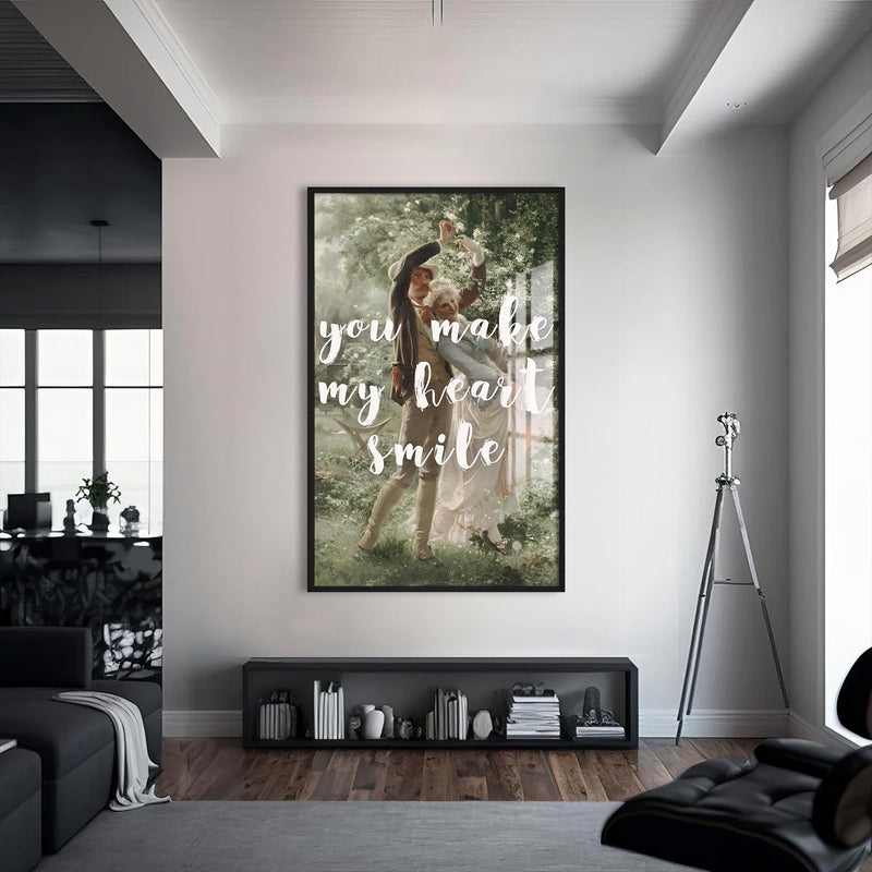 You Make My Heart Smile Cam tablo – Siyah Çerçeveli Cam Tablo