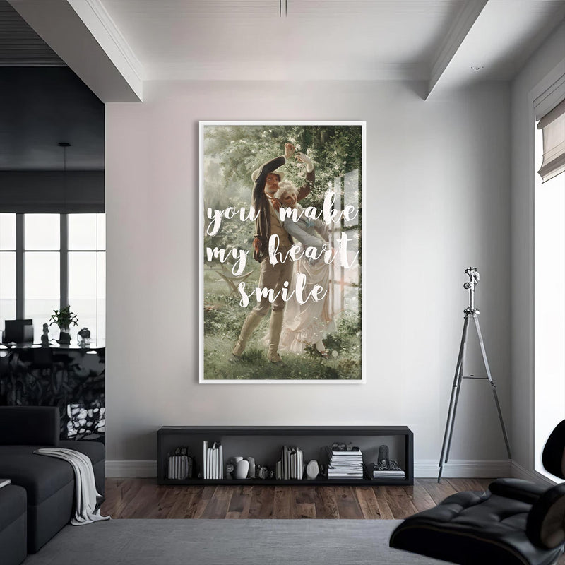 You Make My Heart Smile Cam tablo – Beyaz Çerçeveli Cam Tablo