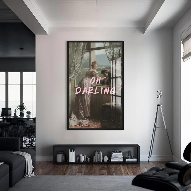 Oh Darling Cam tablo – Siyah Çerçeveli Cam Tablo