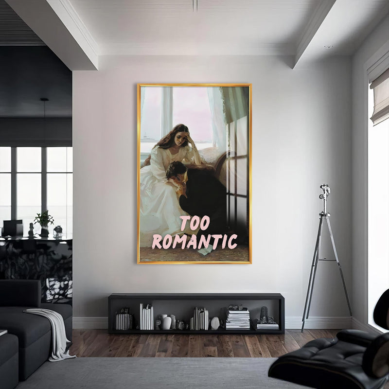 Too Romantic Cam tablo – Altın Çerçeveli Cam Tablo