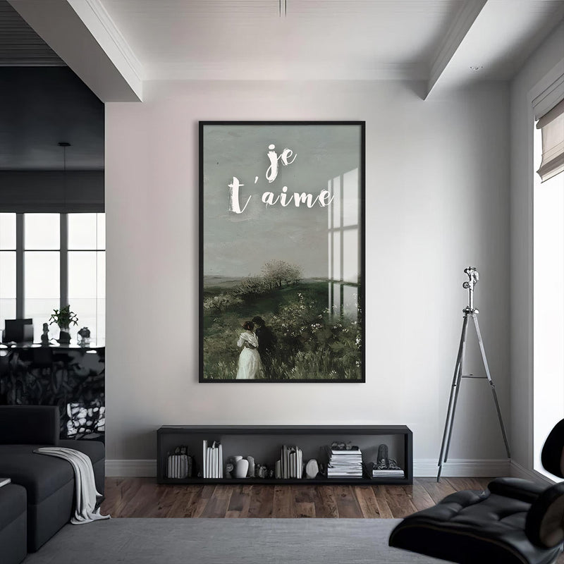 Je T’aime Cam tablo – Siyah Çerçeveli Cam Tablo