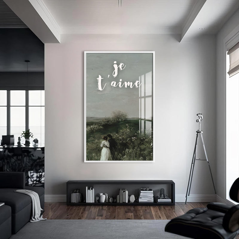 Je T’aime Cam tablo – Beyaz Çerçeveli Cam Tablo
