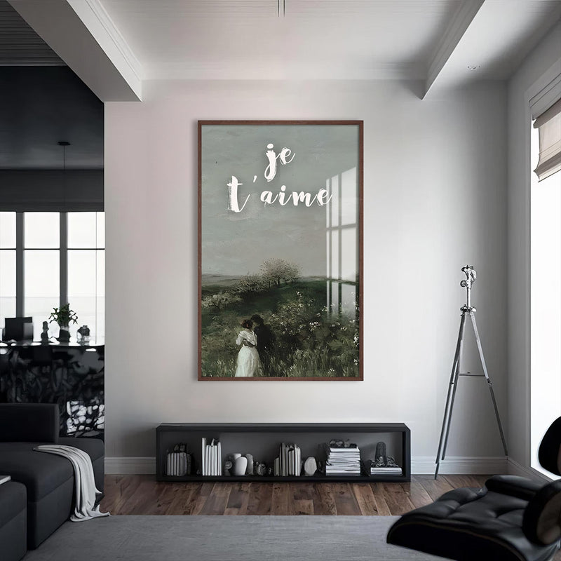 Je T’aime Cam tablo – Ceviz Çerçeveli Cam Tablo