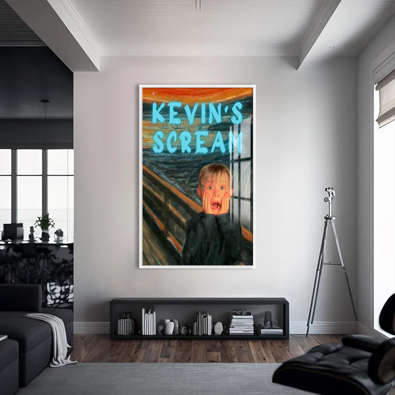 Kevin’s Scream Cam tablo – Beyaz Çerçeveli Cam Tablo