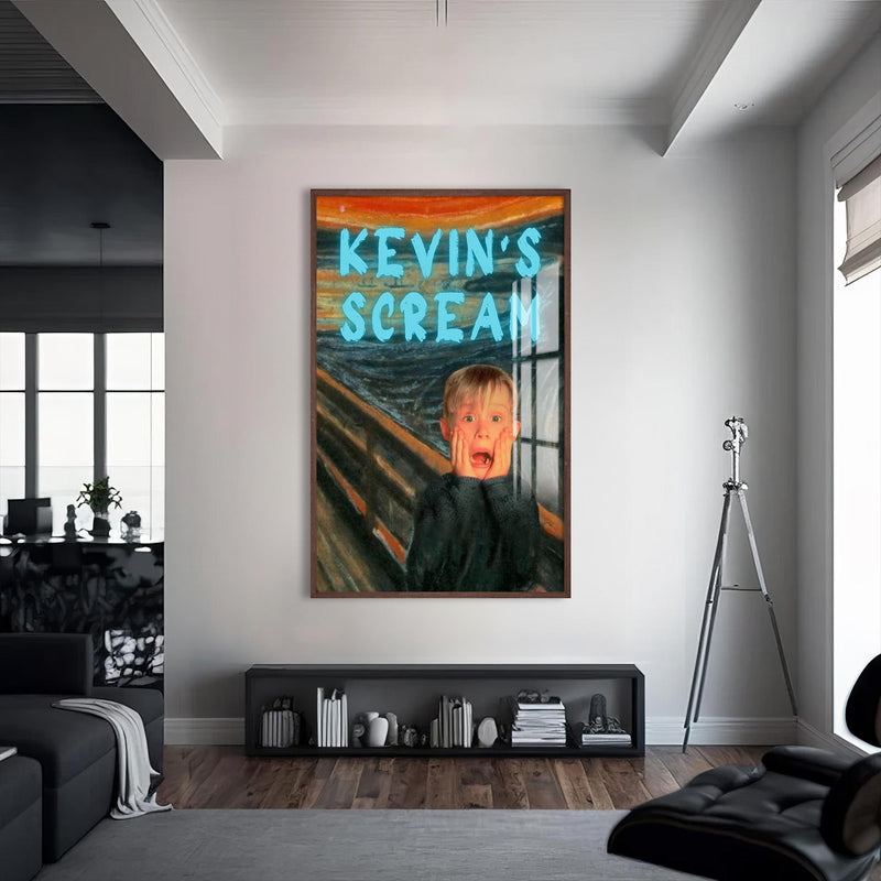 Kevin’s Scream Cam tablo – Ceviz Çerçeveli Cam Tablo
