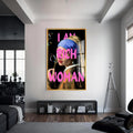 I Am Rich Woman Cam tablo – Altın Çerçeveli Cam Tablo