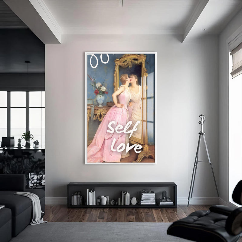 Self Love Cam tablo – Beyaz Çerçeveli Cam Tablo