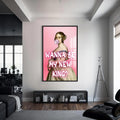 Wanna Be My New King Cam tablo – Siyah Çerçeveli Cam Tablo