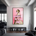 Wanna Be My New King Cam tablo – Ceviz Çerçeveli Cam Tablo