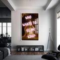 Who Wants to Be My King Cam tablo – Beyaz Çerçeveli Cam Tablo