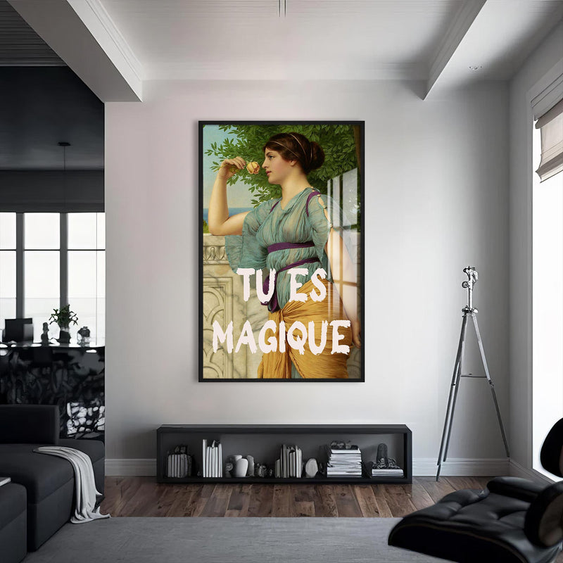 Tu Es Magique Cam tablo – Siyah Çerçeveli Cam Tablo