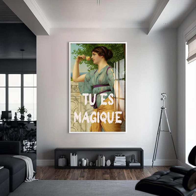 Tu Es Magique Cam tablo – Beyaz Çerçeveli Cam Tablo