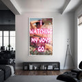 Watching My Joys Go Cam tablo – Beyaz Çerçeveli Cam Tablo