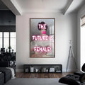 The Future Is Female Cam tablo – Ceviz Çerçeveli Cam Tablo