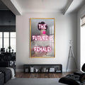 The Future Is Female Cam tablo – Altın Çerçeveli Cam Tablo