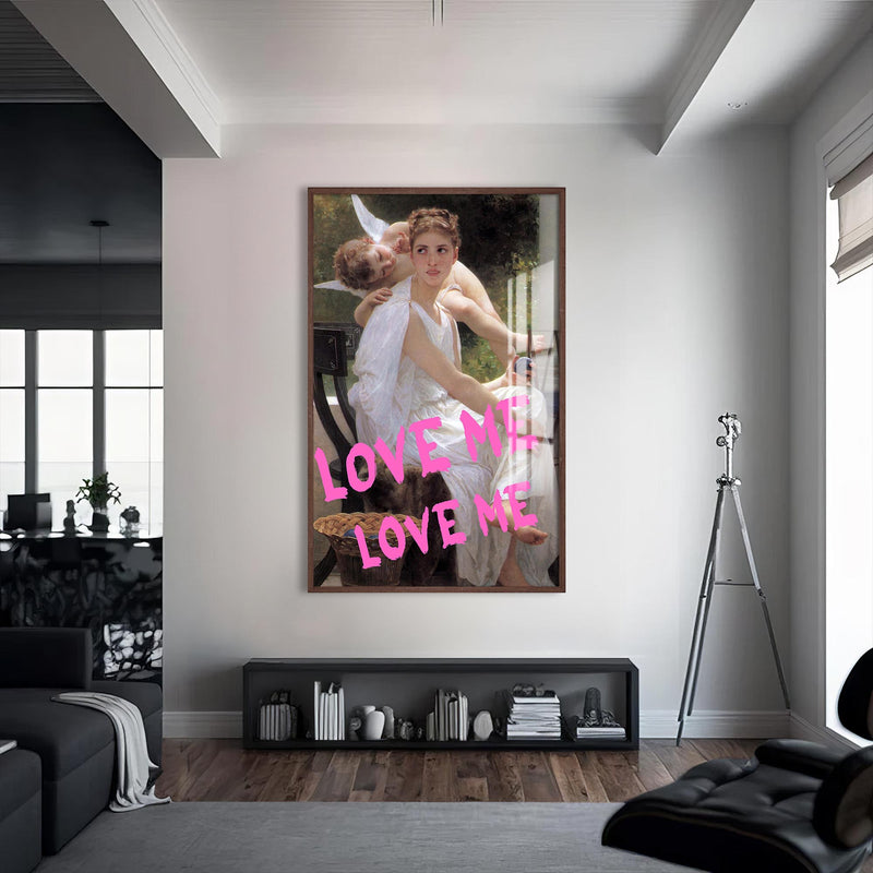 Love Me Love Me Cam tablo – Ceviz Çerçeveli Cam Tablo