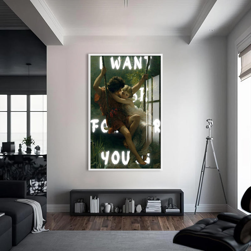 I Want To Be Forever Yours Cam tablo – Beyaz Çerçeveli Cam Tablo