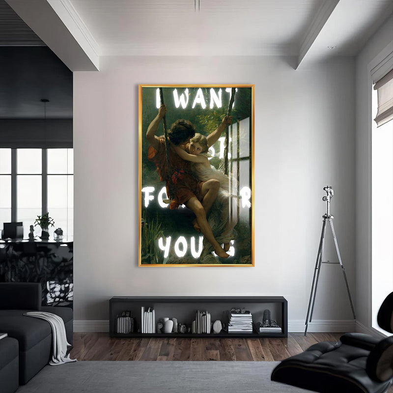 I Want To Be Forever Yours Cam tablo – Altın Çerçeveli Cam Tablo