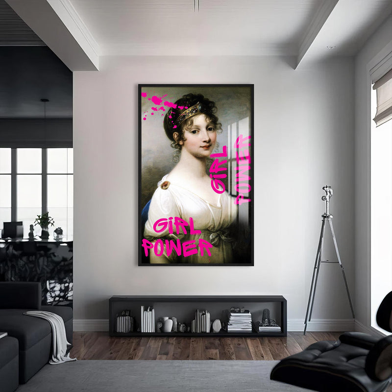 Girl Power Cam tablo – Siyah Çerçeveli Cam Tablo