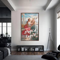 Stupid Cupid Cam Tablo – Ceviz Çerçeveli Cam Tablo