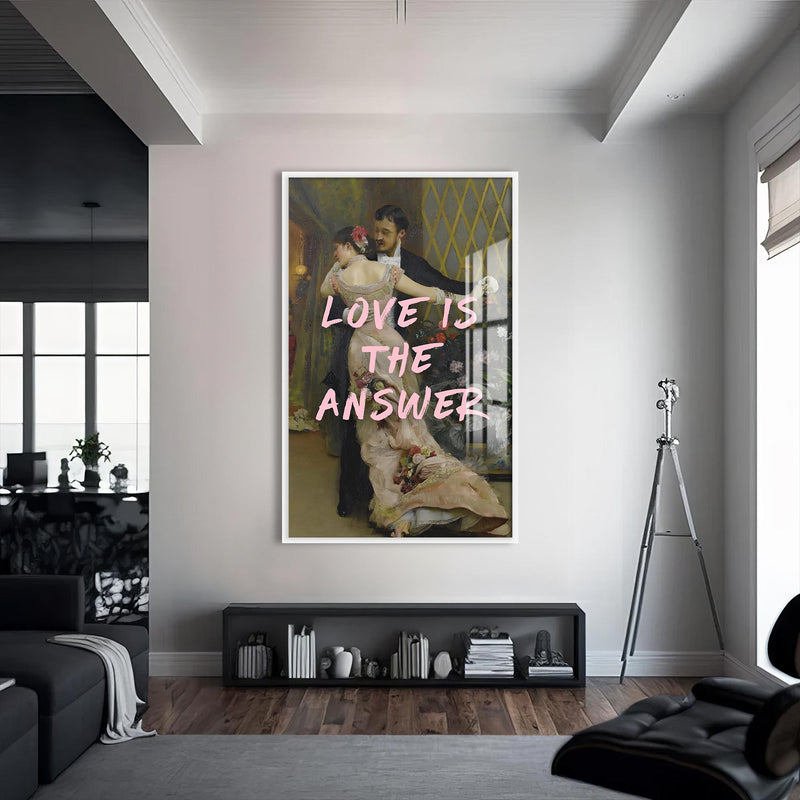 Love is the Answer Cam Tablo – Beyaz Çerçeveli Cam Tablo