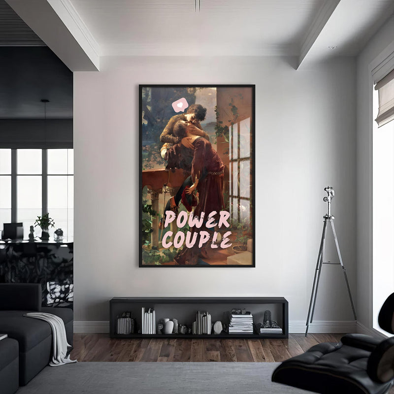Power Couple Cam Tablo – Siyah Çerçeveli Cam Tablo