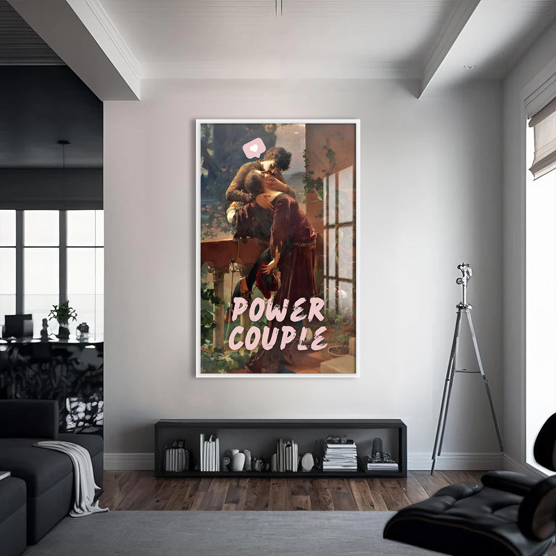 Power Couple Cam Tablo – Beyaz Çerçeveli Cam Tablo