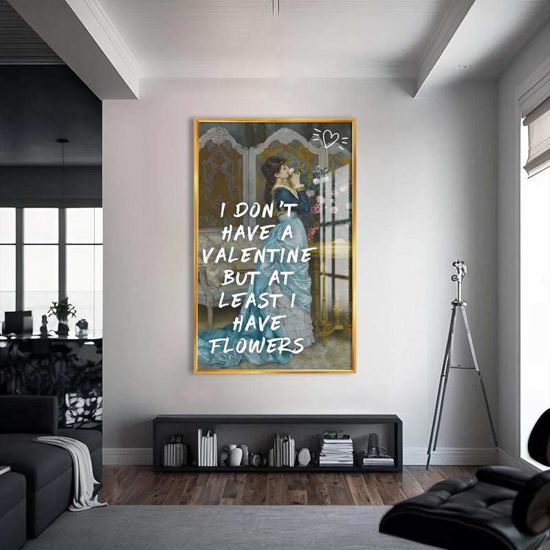 Lonely Valentine Cam Tablo – Altın Çerçeveli Cam Tablo
