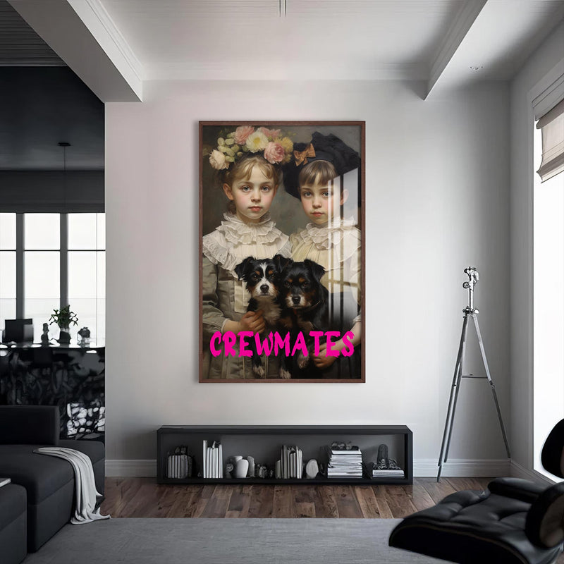 Crewmates Cam Tablo – Ceviz Çerçeveli Cam Tablo