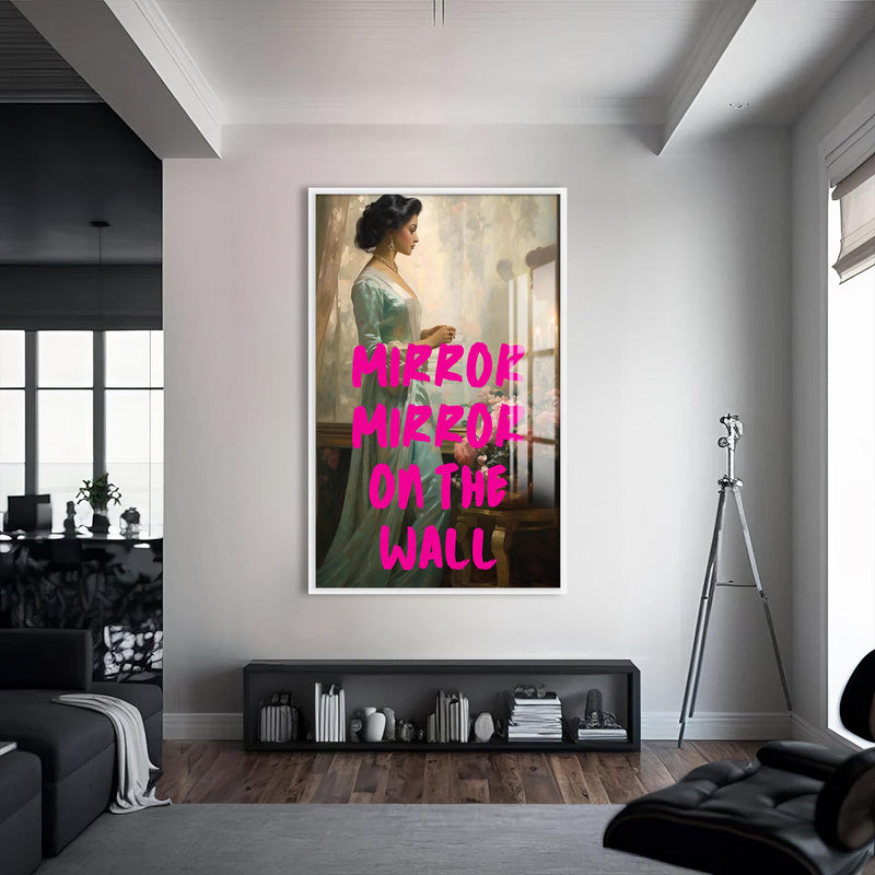 Mirror Mirror on the Wall Cam tablo – Beyaz Çerçeveli Cam Tablo