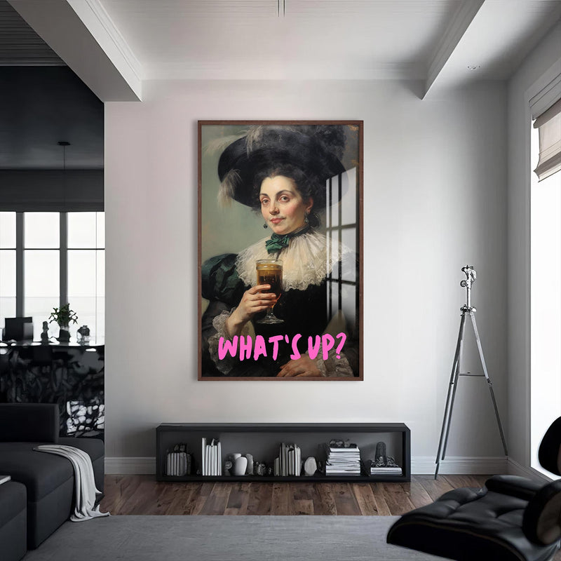 What’s Up Cam tablo – Ceviz Çerçeveli Cam Tablo