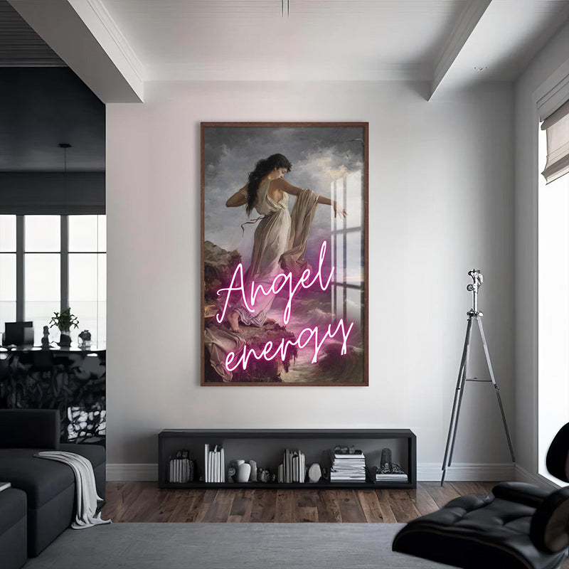 Angel Energy Cam tablo – Ceviz Çerçeveli Cam Tablo