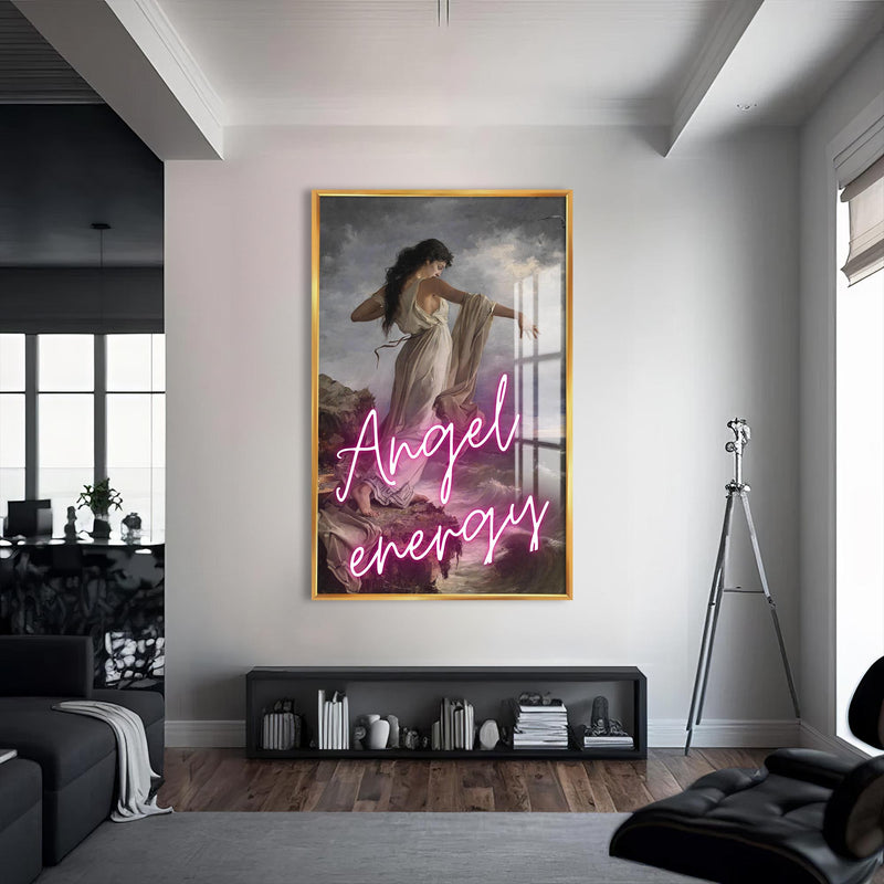 Angel Energy Cam tablo – Altın Çerçeveli Cam Tablo