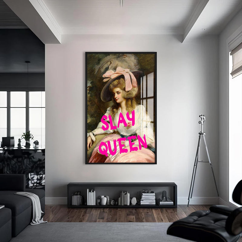 Slay Queen Cats Cam tablo – Siyah Çerçeveli Cam Tablo